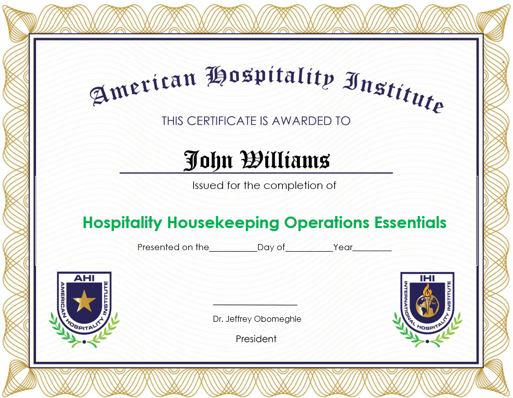 Hospitality Housekeeping Operations Essentials International