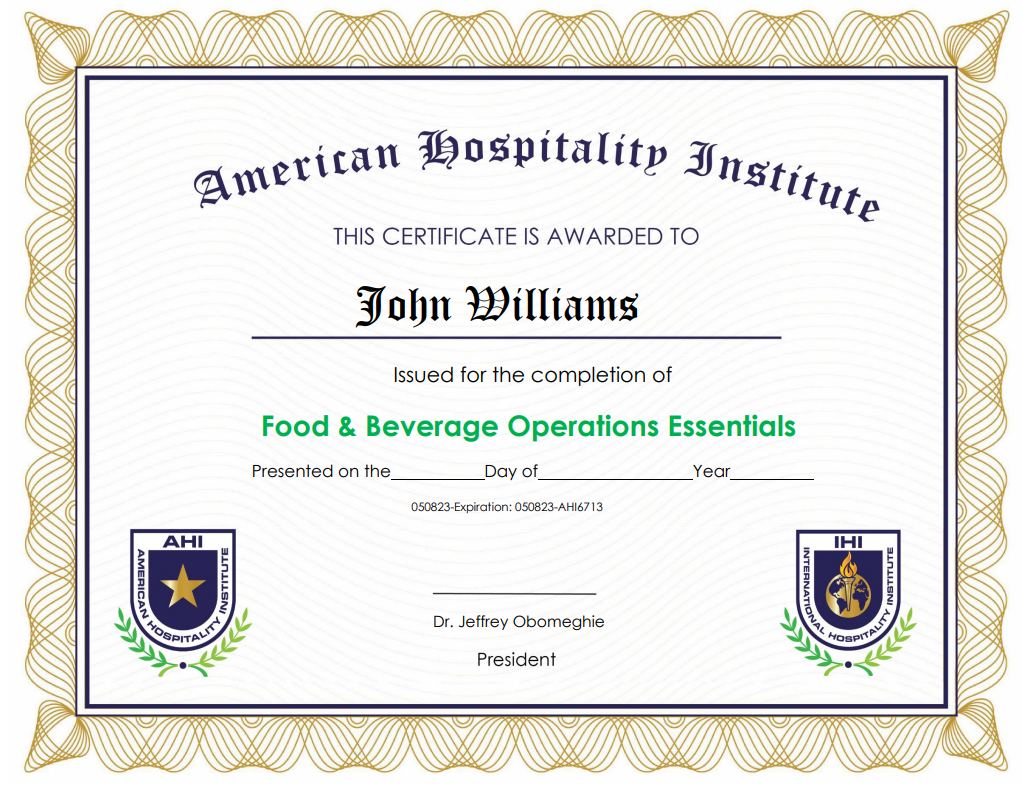 Food and Beverage Operations Essentials