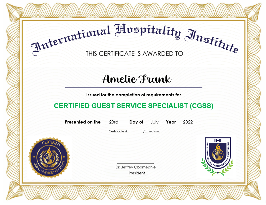 Certified Guest Services Specialist (CGSS)