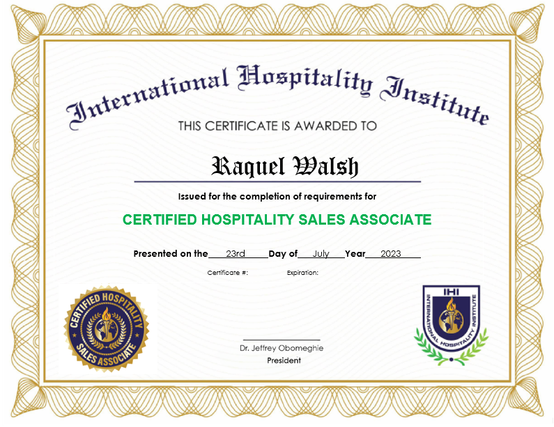 Certified Hospitality Sales Associate (CHSA)