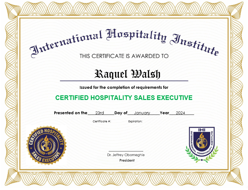 Certified Hospitality Sales Executive (CHSE)