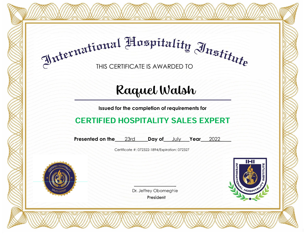 Certified Hospitality Sales Expert (CHSE)