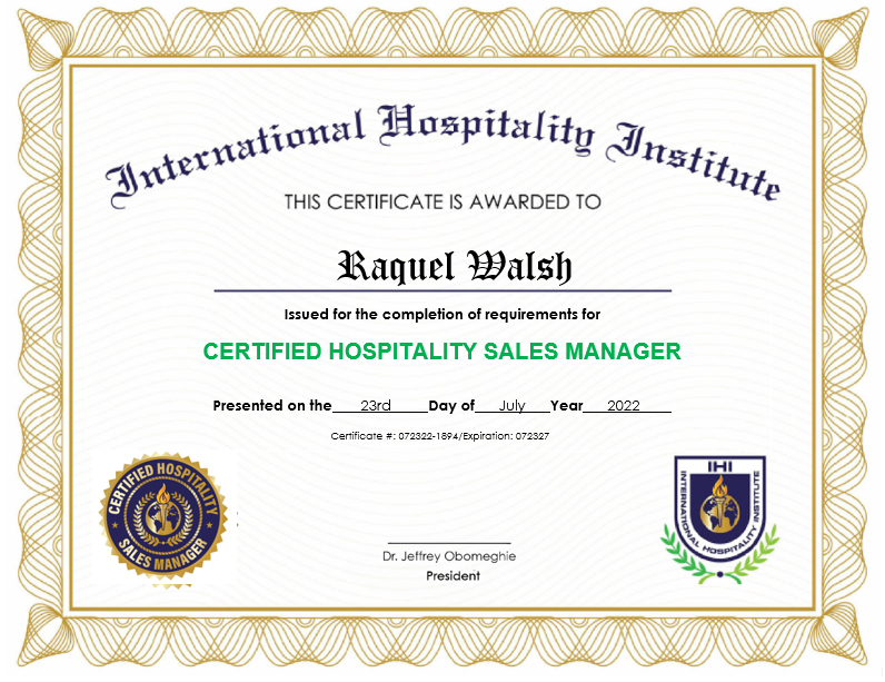 Certified Hospitality Sales Manager (CHSM)