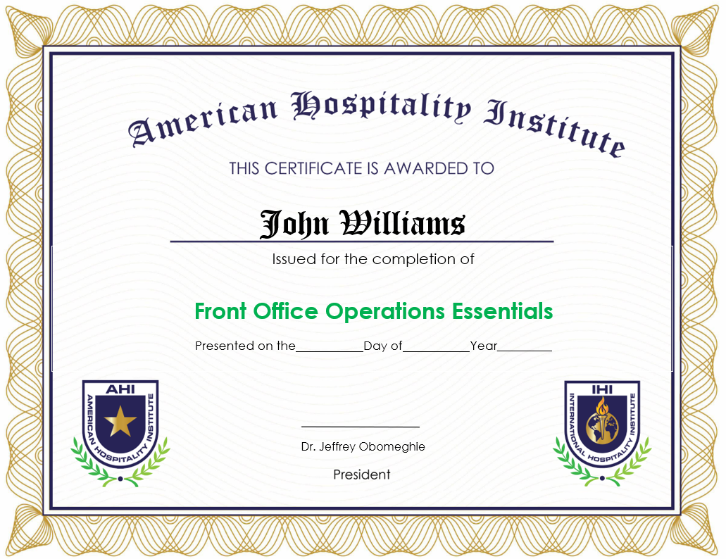 Front Office Operations Essentials – International Hospitality Institute