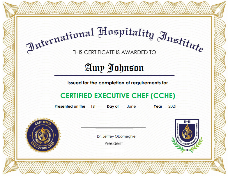 Certified Executive Chef (CCHE) Certification